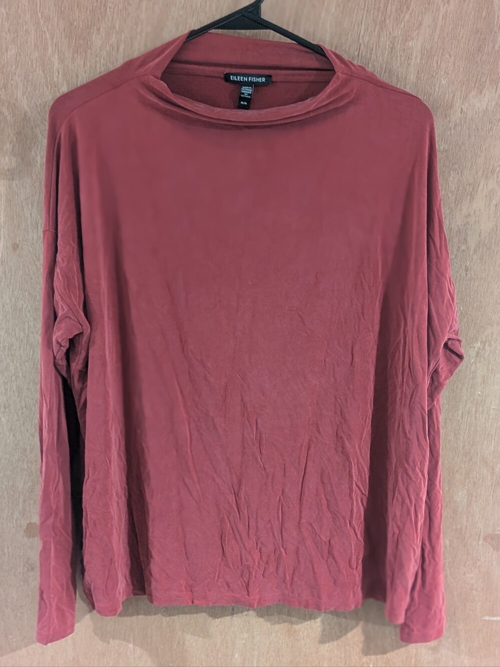 EILEEN FISHER Long Sleeve Crewneck Top — Rosewood
